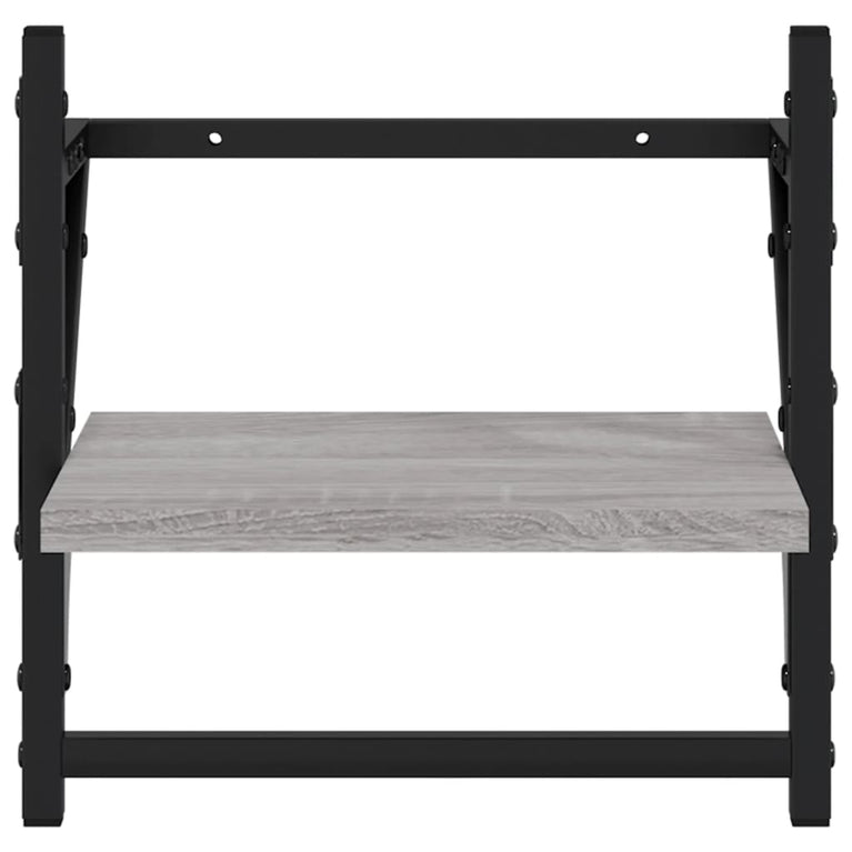 Wandschappen met stangen 2 st 30x25x30 cm grijs sonoma eiken MeubelReus