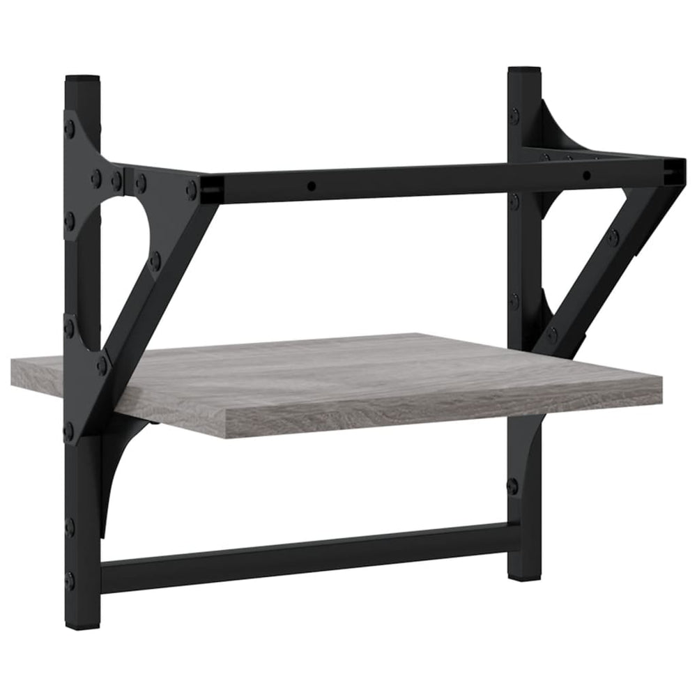 Wandschappen met stangen 2 st 30x25x30 cm grijs sonoma eiken MeubelReus