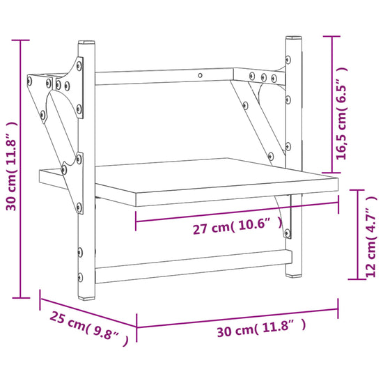 Wandschappen met stangen 2 st 30x25x30 cm grijs sonoma eiken MeubelReus