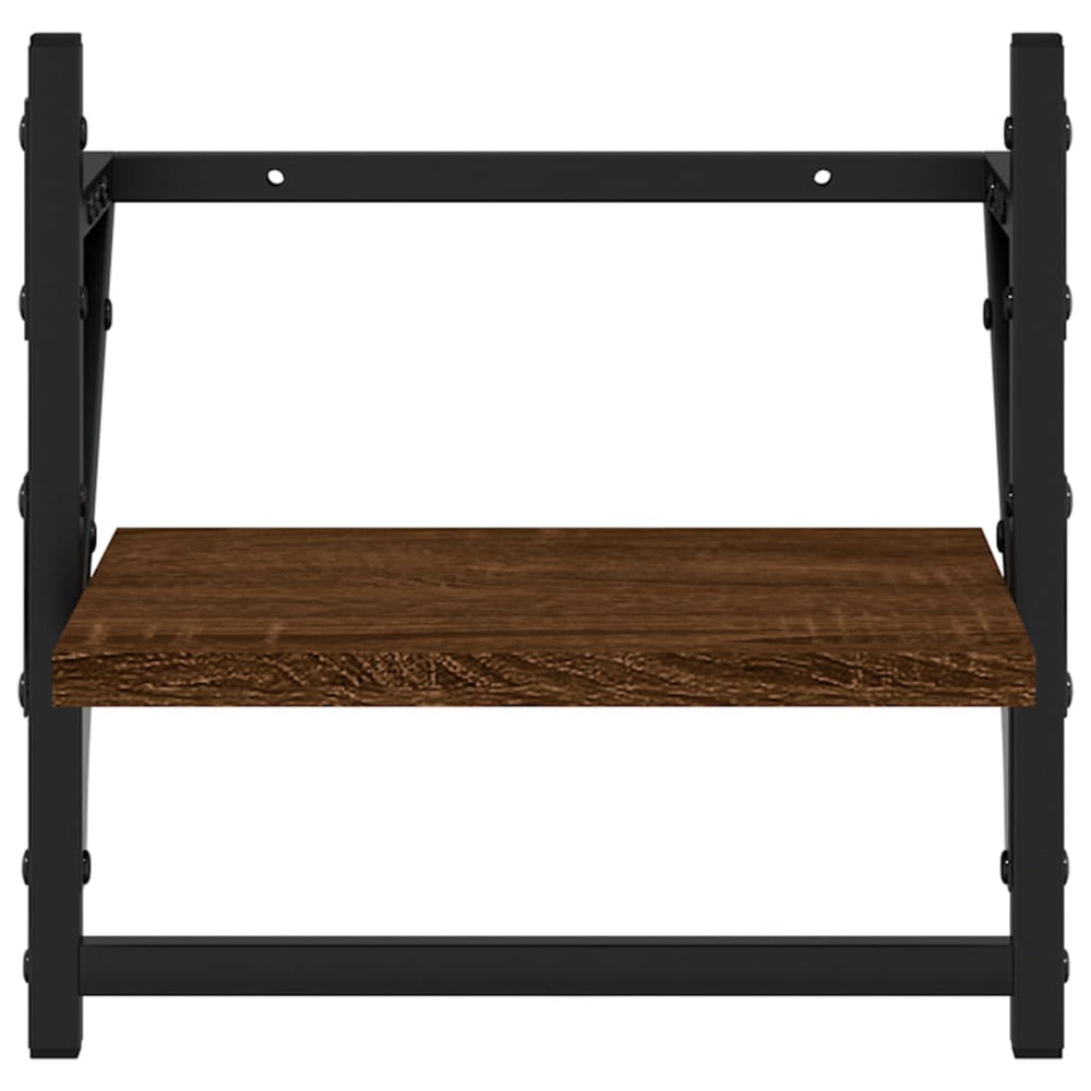 Wandschappen met stangen 2 st 30x25x30 cm bruin eikenkleur MeubelReus