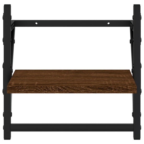Wandschappen met stangen 2 st 30x25x30 cm bruin eikenkleur MeubelReus