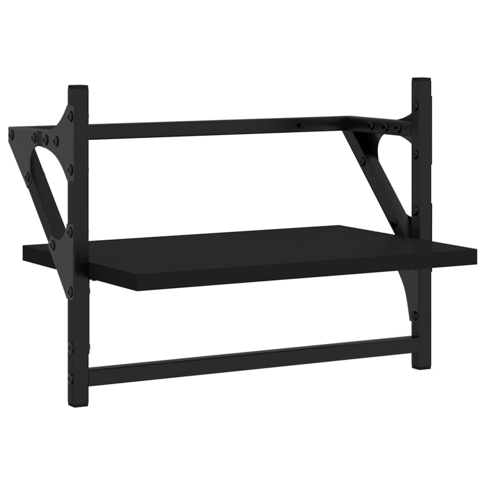 Wandschappen met stangen 2 st 40x25x30 cm zwart MeubelReus