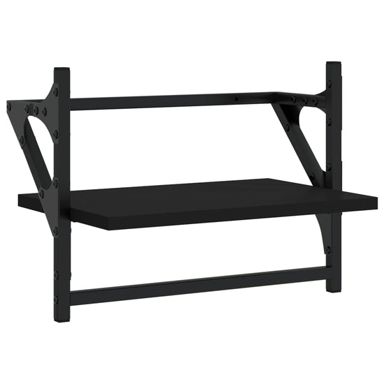 Wandschappen met stangen 2 st 40x25x30 cm zwart MeubelReus