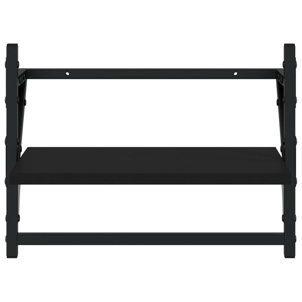 Wandschappen met stangen 2 st 40x25x30 cm zwart MeubelReus