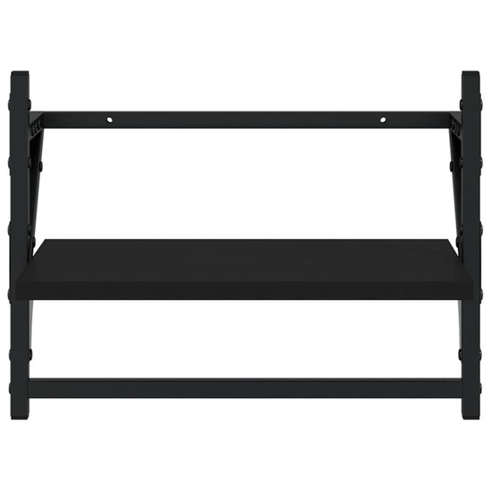 Wandschappen met stangen 2 st 40x25x30 cm zwart MeubelReus