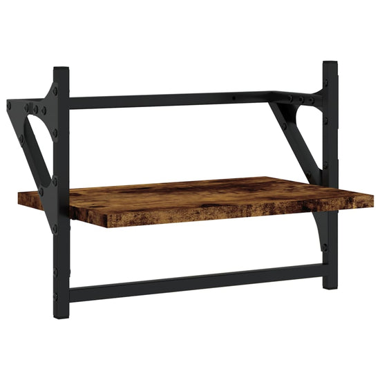Wandschappen met stangen 2 st 40x25x30 cm gerookt eikenkleurig MeubelReus
