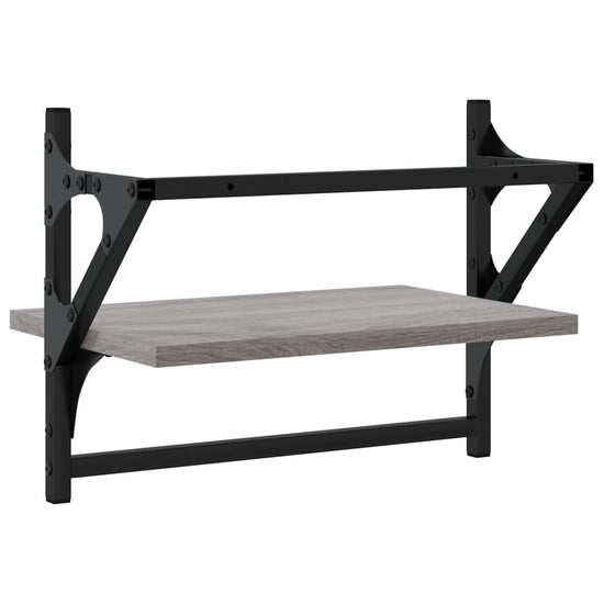 Wandschappen met stangen 2 st 40x25x30 cm grijs sonoma eiken MeubelReus