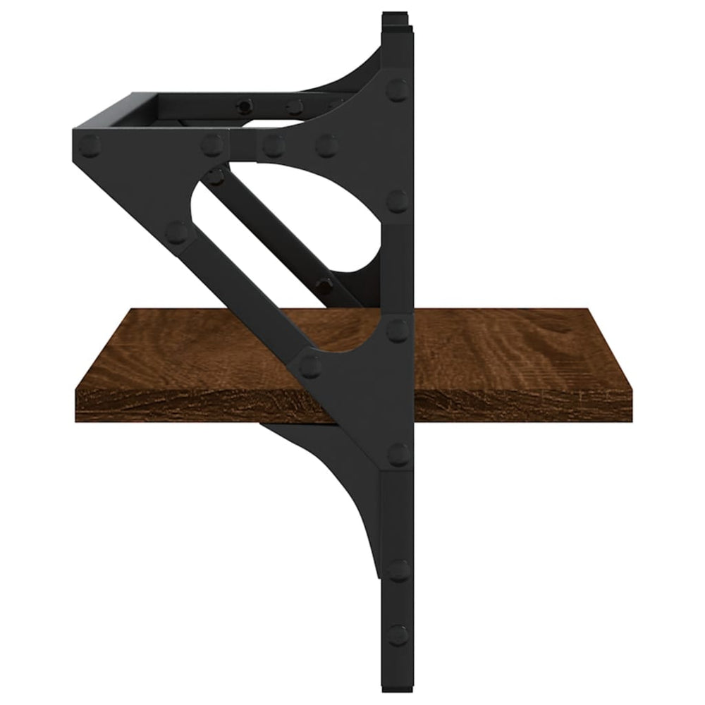 Wandschappen met stangen 2 st 40x25x30 cm bruin eikenkleur MeubelReus