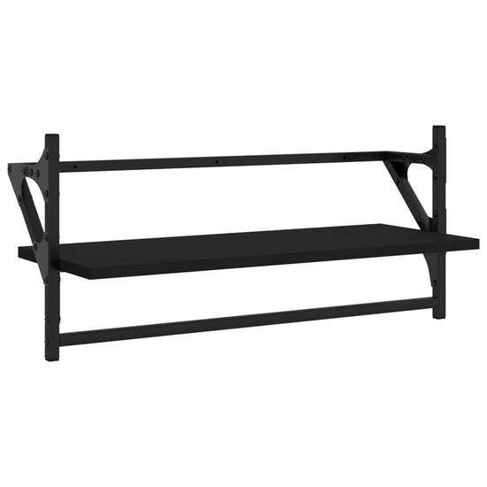 Wandschappen met stangen 2 st 65x25x30 cm zwart MeubelReus