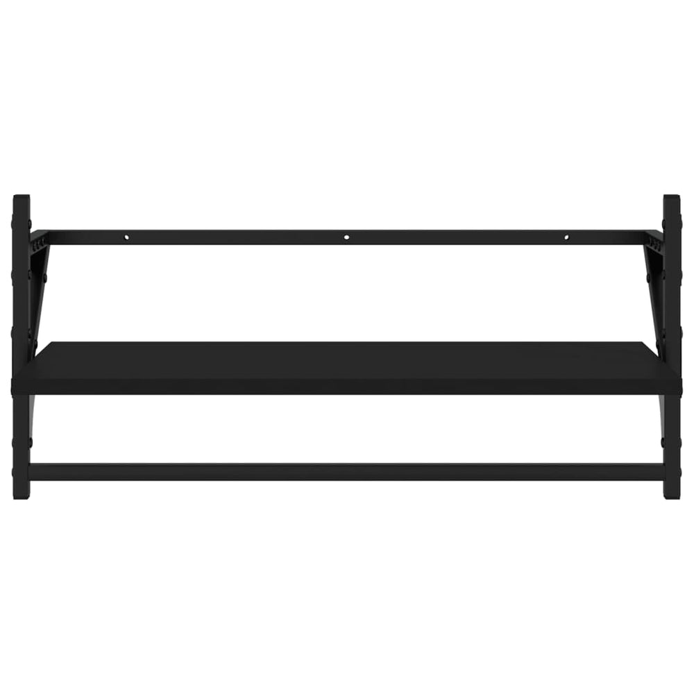 Wandschappen met stangen 2 st 65x25x30 cm zwart MeubelReus