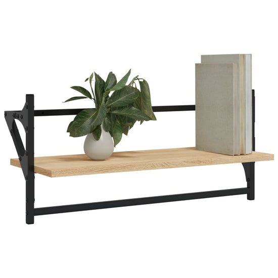 Wandschappen met stangen 2 st 65x25x30 cm sonoma eikenkleurig MeubelReus