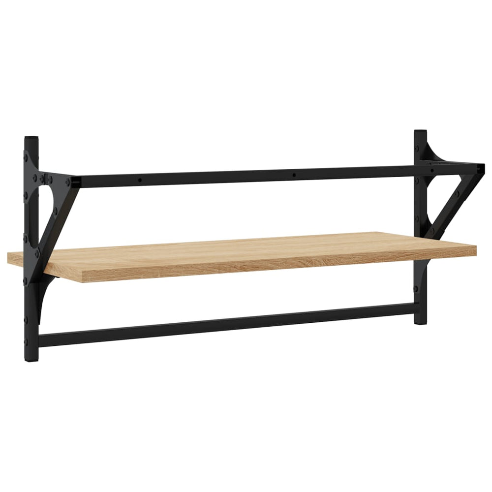 Wandschappen met stangen 2 st 65x25x30 cm sonoma eikenkleurig MeubelReus