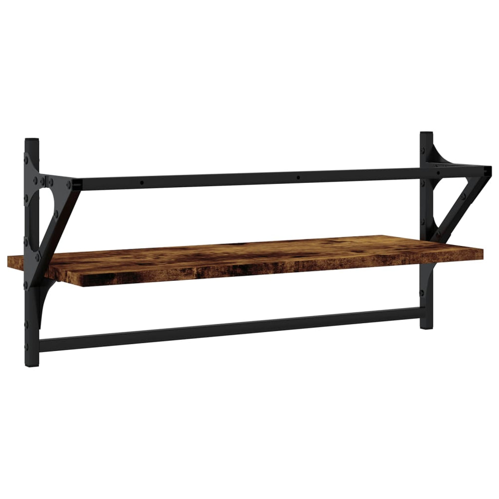 Wandschappen met stangen 2 st 65x25x30 cm gerookt eikenkleurig MeubelReus