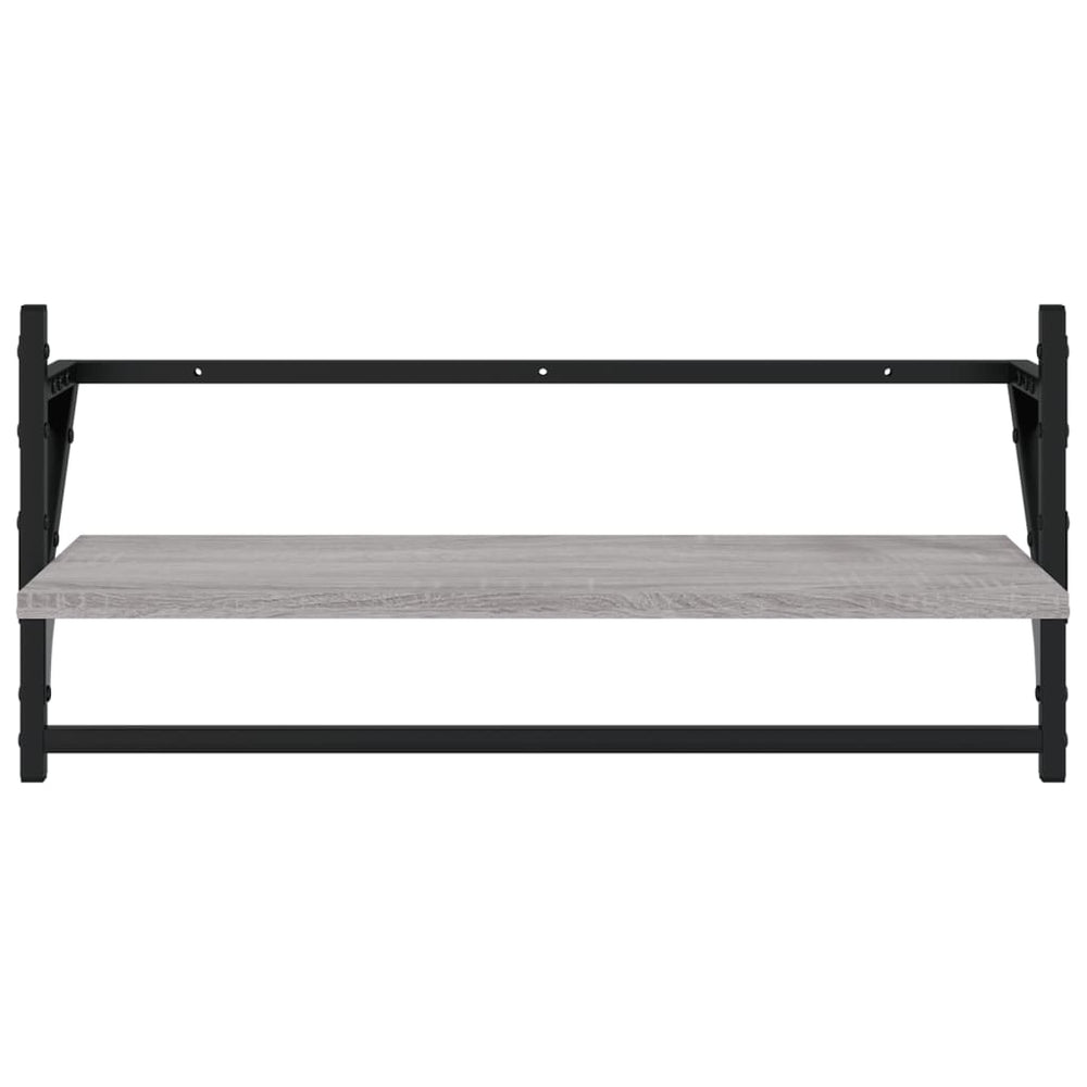 Wandschappen met stangen 2 st 65x25x30 cm grijs sonoma eiken MeubelReus