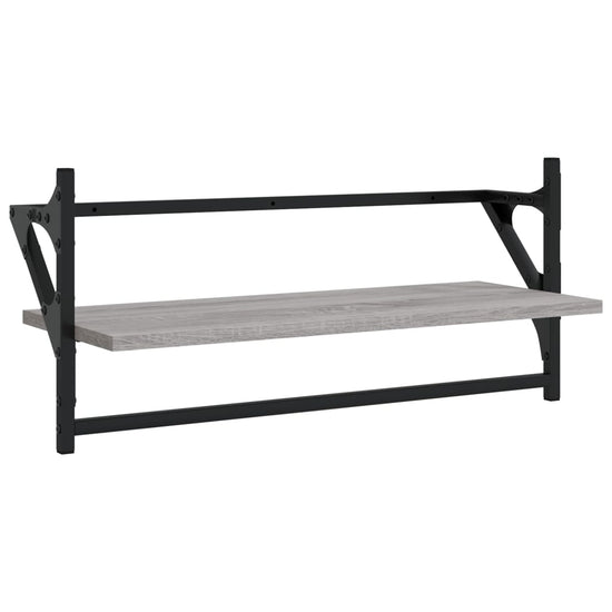 Wandschappen met stangen 2 st 65x25x30 cm grijs sonoma eiken MeubelReus