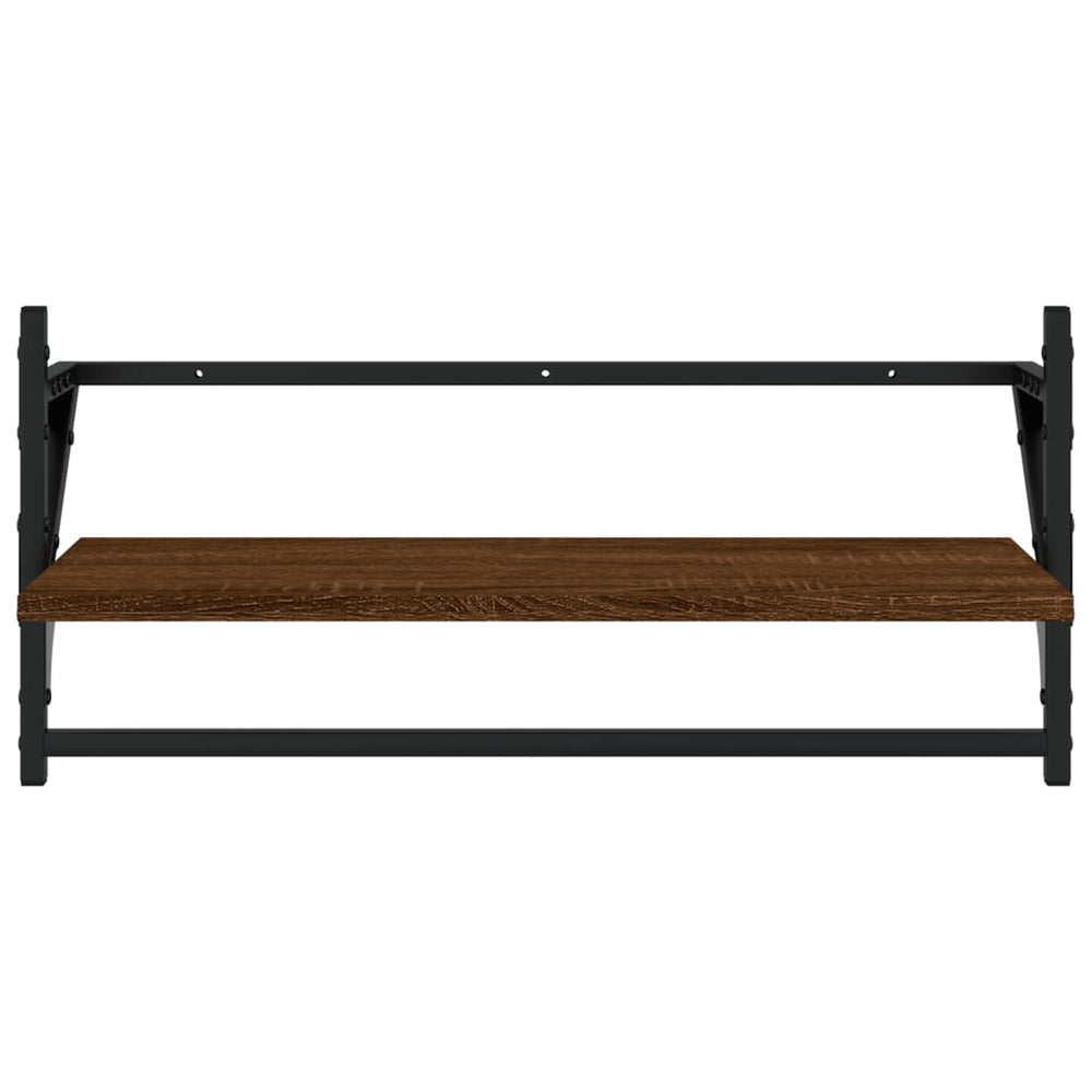 Wandschappen met stangen 2 st 65x25x30 cm bruin eikenkleur MeubelReus