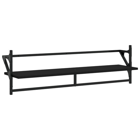 Wandschappen met stangen 2 st 100x25x30 cm zwart MeubelReus