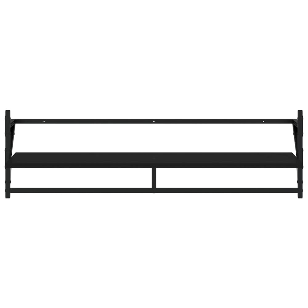 Wandschappen met stangen 2 st 100x25x30 cm zwart MeubelReus