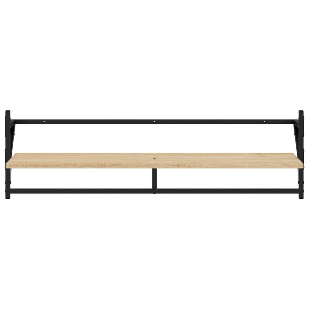 Wandschappen met stangen 2 st 100x25x30 cm sonoma eikenkleurig MeubelReus