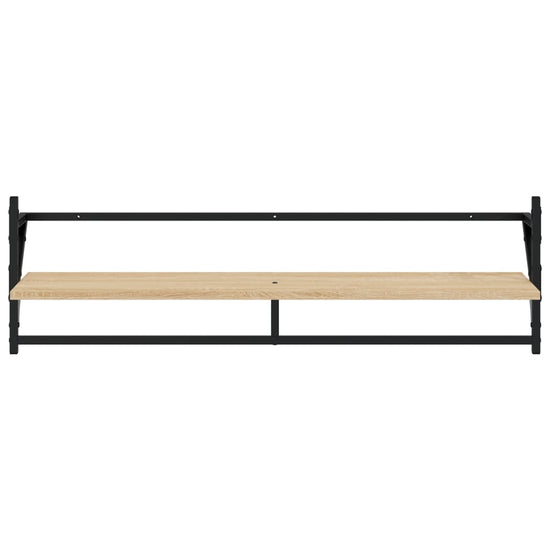 Wandschappen met stangen 2 st 100x25x30 cm sonoma eikenkleurig MeubelReus