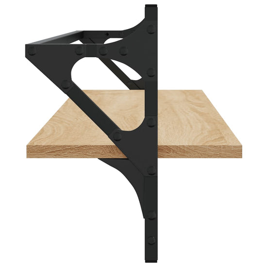 Wandschappen met stangen 2 st 100x25x30 cm sonoma eikenkleurig MeubelReus