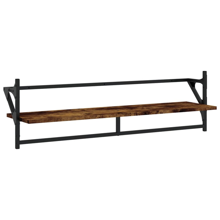 Wandschappen met stangen 2 st 100x25x30 cm gerookt eikenkleurig MeubelReus