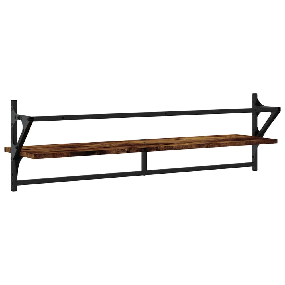 Wandschappen met stangen 2 st 100x25x30 cm gerookt eikenkleurig MeubelReus