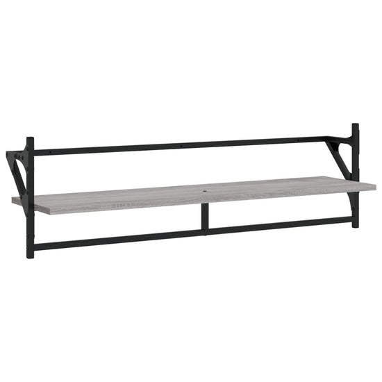 Wandschappen met stangen 2 st 100x25x30 cm grijs sonoma eiken MeubelReus