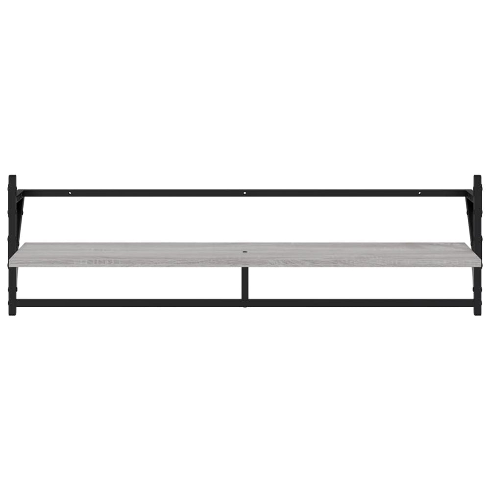 Wandschappen met stangen 2 st 100x25x30 cm grijs sonoma eiken MeubelReus