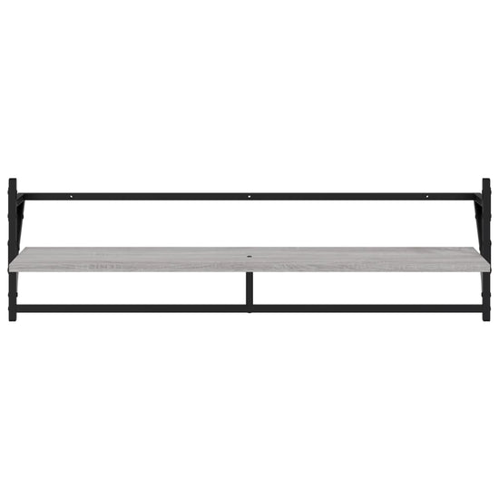 Wandschappen met stangen 2 st 100x25x30 cm grijs sonoma eiken MeubelReus