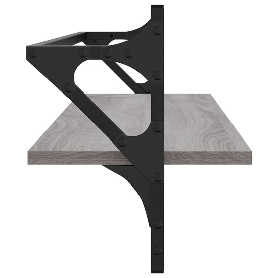 Wandschappen met stangen 2 st 100x25x30 cm grijs sonoma eiken MeubelReus