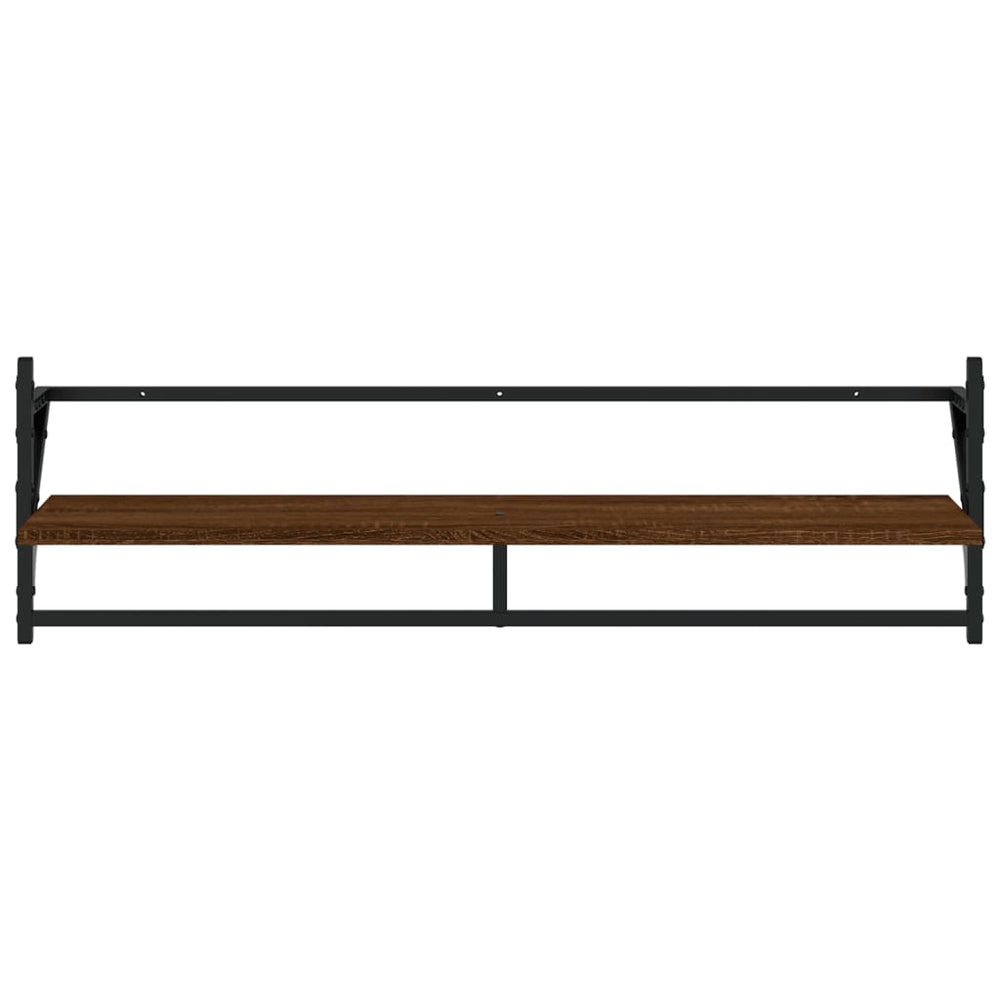 Wandschappen met stangen 2 st 100x25x30 cm bruin eikenkleur MeubelReus