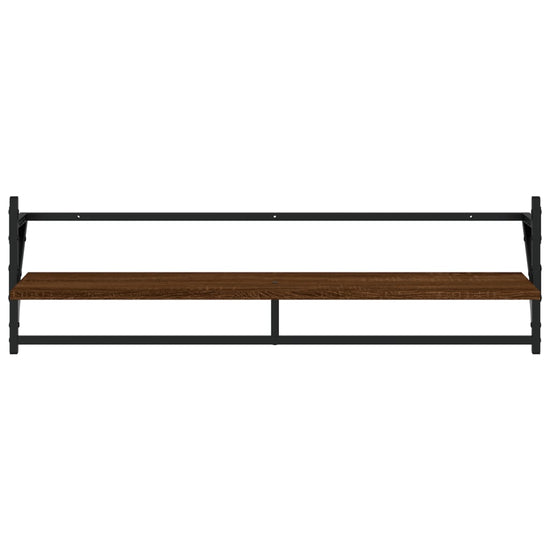 Wandschappen met stangen 2 st 100x25x30 cm bruin eikenkleur MeubelReus