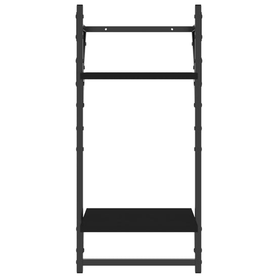 Wandschappen 2-laags met stangen 2 st 30x25x65 cm zwart MeubelReus