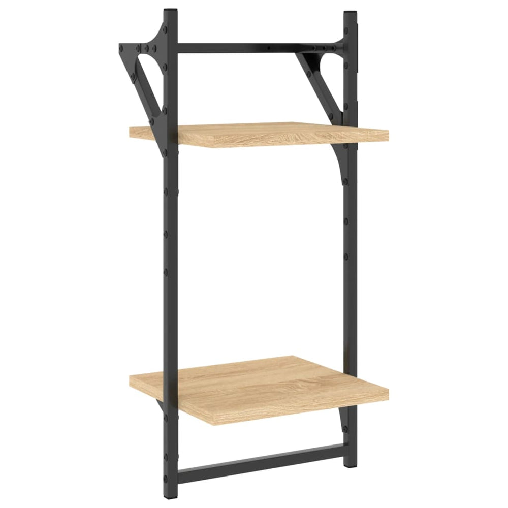 Wandschappen 2-laags met stangen 2 st 30x25x65 cm sonoma eiken MeubelReus