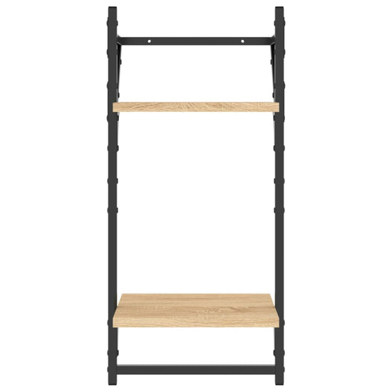 Wandschappen 2-laags met stangen 2 st 30x25x65 cm sonoma eiken MeubelReus