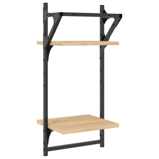 Wandschappen 2-laags met stangen 2 st 30x25x65 cm sonoma eiken MeubelReus