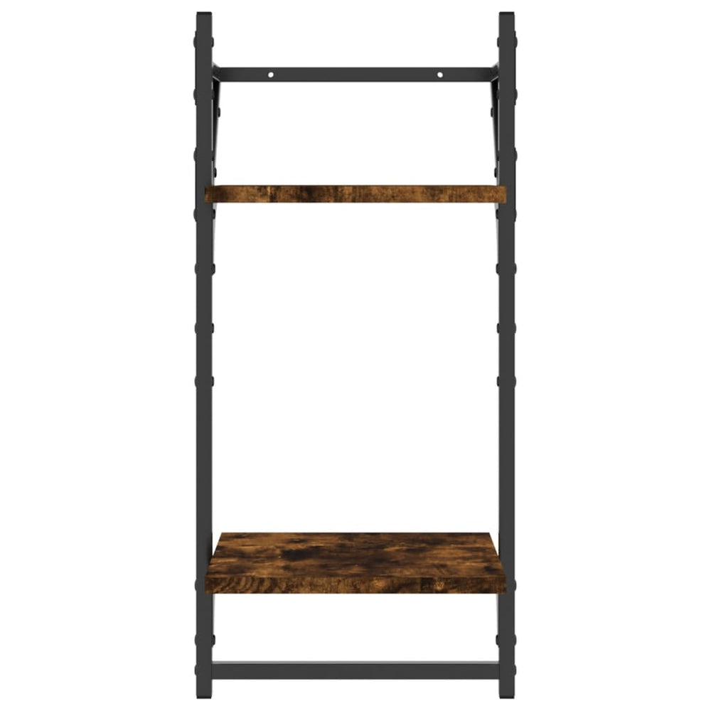 Wandschappen 2-laags met stangen 2 st 30x25x65 cm gerookt eiken MeubelReus