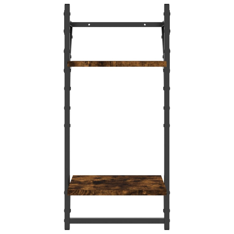 Wandschappen 2-laags met stangen 2 st 30x25x65 cm gerookt eiken MeubelReus