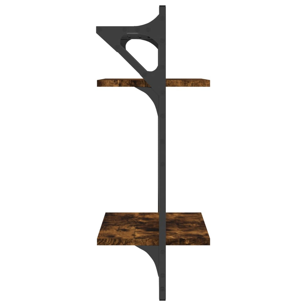 Wandschappen 2-laags met stangen 2 st 30x25x65 cm gerookt eiken MeubelReus