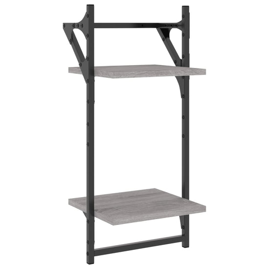 Wandschappen 2-laags met stangen 2 st 30x25x65 cm grijs sonoma MeubelReus