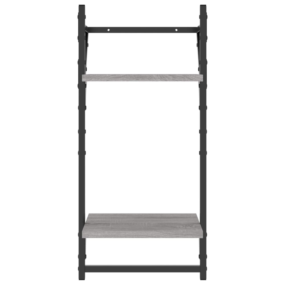 Wandschappen 2-laags met stangen 2 st 30x25x65 cm grijs sonoma MeubelReus
