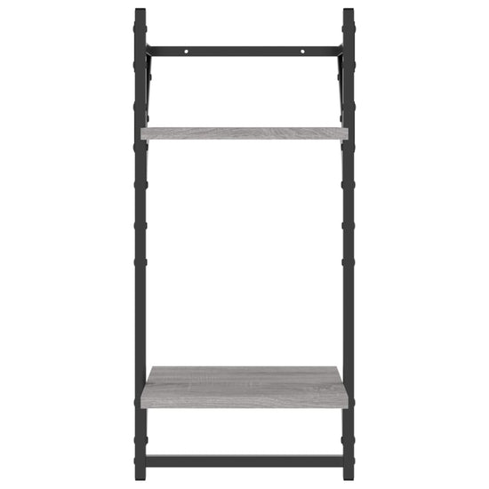 Wandschappen 2-laags met stangen 2 st 30x25x65 cm grijs sonoma MeubelReus