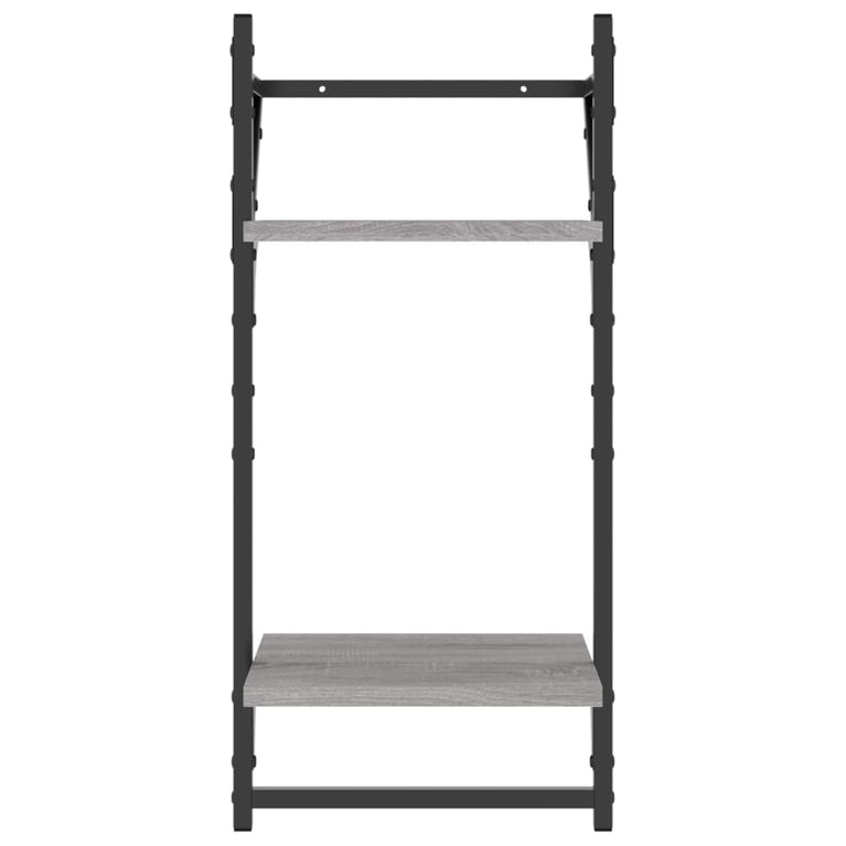 Wandschappen 2-laags met stangen 2 st 30x25x65 cm grijs sonoma MeubelReus