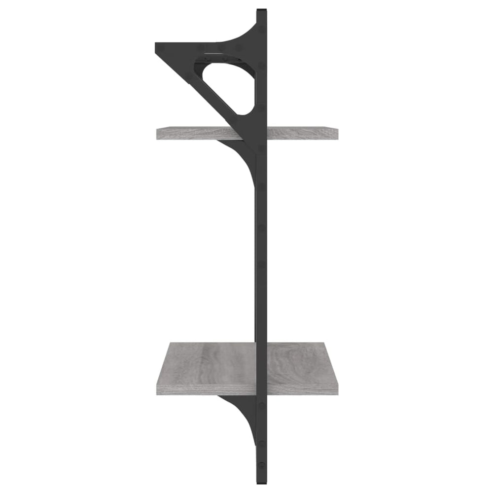 Wandschappen 2-laags met stangen 2 st 30x25x65 cm grijs sonoma MeubelReus