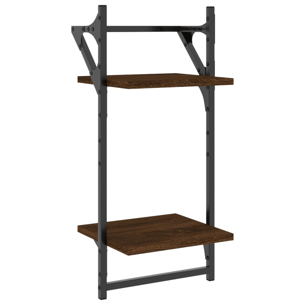 Wandschappen 2-laags met stangen 2 st 30x25x65 cm bruineiken MeubelReus