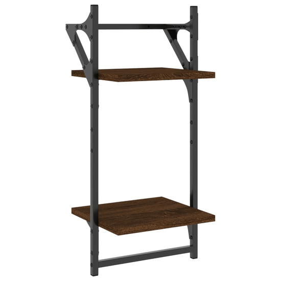Wandschappen 2-laags met stangen 2 st 30x25x65 cm bruineiken MeubelReus