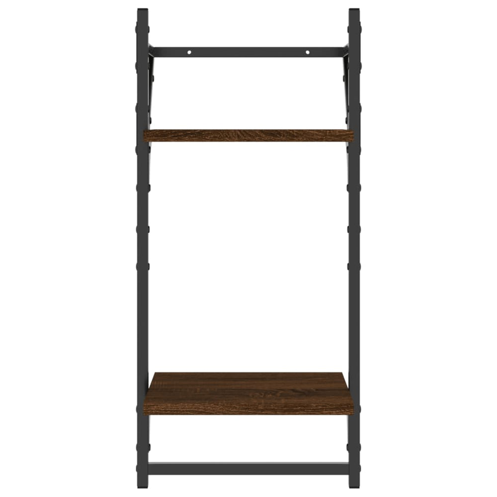 Wandschappen 2-laags met stangen 2 st 30x25x65 cm bruineiken MeubelReus