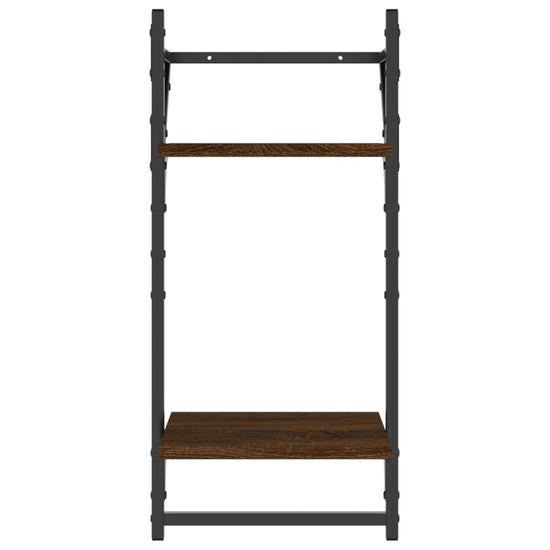 Wandschappen 2-laags met stangen 2 st 30x25x65 cm bruineiken MeubelReus