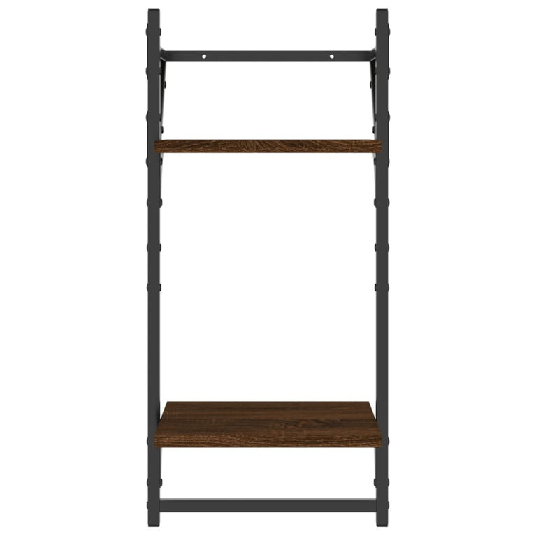Wandschappen 2-laags met stangen 2 st 30x25x65 cm bruineiken MeubelReus